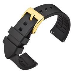 ANNEFIT Fluorkautschuk Armband 23mm mit Polierte Edelstahl Gold Schnalle, Schnellverschluss Silikon Uhrenarmband (Schwarz) von ANNEFIT