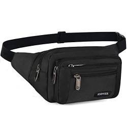 Gürteltasche Bauchtasche Hüfttasche Herren Damen Bum Größerer Kapazität Fanny Pack Hüfte Waist Bag Hip Fahrrad Brusttasche Outdoor Sport Laufen Joggen Wandern(Schwarz Mode-Hüfttaschen) von ANPTER