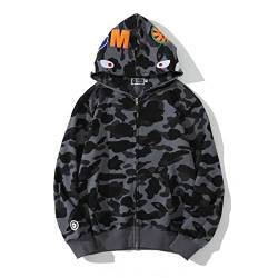 ANTLEP Bape Hoodie Shark Camo Jacke 100% Baumwolle Full Zipper Sweatshirt Unisex für Männer Frauen Jungen und Mädchen S-3XL von ANTLEP