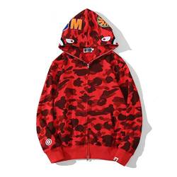 ANTLEP Bape Hoodie Shark Camo Jacke 100% Baumwolle Full Zipper Sweatshirt Unisex für Männer Frauen Jungen und Mädchen S-3XL von ANTLEP