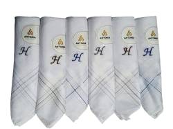 ANTONIA Taschentuch mit Initiale A bis Z, weiß, Baumwolle, monogrammiert, 6 Stück, Initialen 'H, 6 Stück, Einheitsgröße von ANTONIA