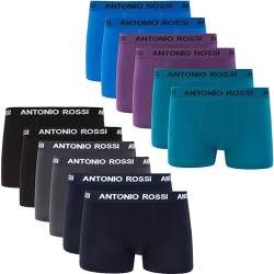 ANTONIO ROSSI (12er-Pack) Herren-Boxer-Hipster - Herren-Boxershorts Multipack mit elastischem Bund, Schwarz, Blau, Grau, Grün, S von ANTONIO ROSSI