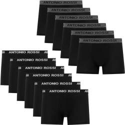 ANTONIO ROSSI (12er-Pack) Herren-Boxer-Hipster - Herren-Boxershorts Multipack mit elastischem Bund, Schwarz, L von ANTONIO ROSSI