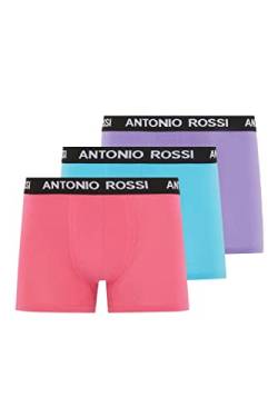 ANTONIO ROSSI (3/6er-Pack) Boxershorts Herren - Unterhosen Männer Multipack mit Elastischem Bund - Baumwollreich, Bequeme Herrenunterwäsche, Lila, Rosa, Blau (3er-Pack), M von ANTONIO ROSSI