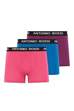 ANTONIO ROSSI (3/6er-Pack) Boxershorts Herren - Unterhosen Männer Multipack mit Elastischem Bund - Baumwollreich, Bequeme Herrenunterwäsche, Lila, Rosa, Blau (3er-Pack), XL von ANTONIO ROSSI
