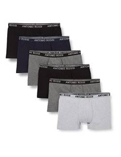 ANTONIO ROSSI (3/6er-Pack) Boxershorts Herren - Unterhosen Männer Multipack mit Elastischem Bund - Baumwollreich, Bequeme Herrenunterwäsche, Marineblau, Grau, Schwarz (6er-Pack), M von ANTONIO ROSSI