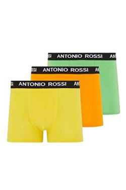 ANTONIO ROSSI (3/6er-Pack) Boxershorts Herren - Unterhosen Männer Multipack mit Elastischem Bund - Baumwollreich, Bequeme Herrenunterwäsche, Orange, Gelb, Grün (3er-Pack), L von ANTONIO ROSSI