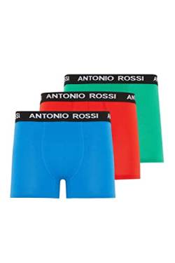 ANTONIO ROSSI (3/6er-Pack) Boxershorts Herren - Unterhosen Männer Multipack mit Elastischem Bund - Baumwollreich, Bequeme Herrenunterwäsche, Rot, Grün, Blau (3er-Pack), L von ANTONIO ROSSI