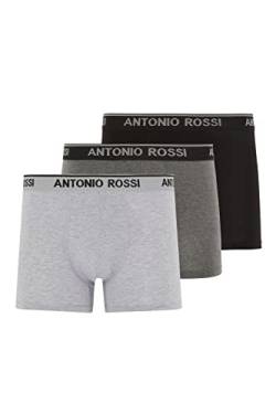 ANTONIO ROSSI (3/6er-Pack) Boxershorts Herren - Unterhosen Männer Multipack mit Elastischem Bund - Baumwollreich, Bequeme Herrenunterwäsche, Schwarz, Grau, Holzkohle (3er-Pack), L von ANTONIO ROSSI