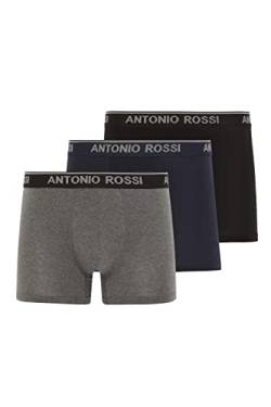 ANTONIO ROSSI (3/6er-Pack) Boxershorts Herren - Unterhosen Männer Multipack mit Elastischem Bund - Baumwollreich, Bequeme Herrenunterwäsche, Schwarz, Grau, Marineblau (3er-Pack), M von ANTONIO ROSSI
