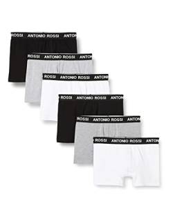 ANTONIO ROSSI (3/6er-Pack) Boxershorts Herren - Unterhosen Männer Multipack mit Elastischem Bund - Baumwollreich, Bequeme Herrenunterwäsche, Schwarz, Grau, Weiß (6er-Pack), S von ANTONIO ROSSI