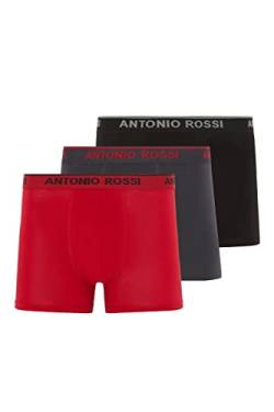 ANTONIO ROSSI (3/6er-Pack) Boxershorts Herren - Unterhosen Männer Multipack mit Elastischem Bund - Baumwollreich, Bequeme Herrenunterwäsche, Schwarz, Rot, Blau (3er-Pack), L von ANTONIO ROSSI
