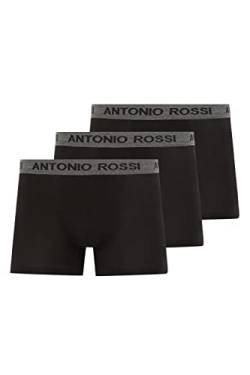 ANTONIO ROSSI (3/6er-Pack) Boxershorts Herren - Unterhosen Männer Multipack mit Elastischem Bund - Baumwollreich, Bequeme Herrenunterwäsche, Schwarz mit Grauem Band (3er-Pack), M von ANTONIO ROSSI