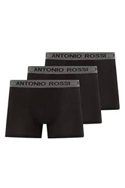 ANTONIO ROSSI (3/6er-Pack) Boxershorts Herren - Unterhosen Männer Multipack mit Elastischem Bund - Baumwollreich, Bequeme Herrenunterwäsche, Schwarz mit Grauem Band (3er-Pack), XXL von ANTONIO ROSSI