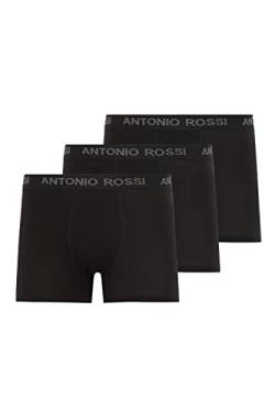ANTONIO ROSSI (3/6er-Pack) Boxershorts Herren - Unterhosen Männer Multipack mit Elastischem Bund - Baumwollreich, Bequeme Herrenunterwäsche, Schwarz mit Grauer Schrift (3er-Pack), S von ANTONIO ROSSI
