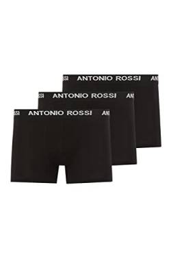 ANTONIO ROSSI (3/6er-Pack) Boxershorts Herren - Unterhosen Männer Multipack mit Elastischem Bund - Baumwollreich, Bequeme Herrenunterwäsche, Schwarz mit Weißer Schrift (3er-Pack), XL von ANTONIO ROSSI