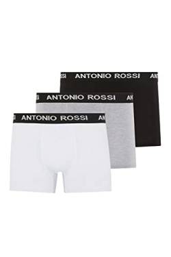 ANTONIO ROSSI (3/6er-Pack) Boxershorts Herren - Unterhosen Männer Multipack mit Elastischem Bund - Baumwollreich, Bequeme Herrenunterwäsche, Weiß, Schwarz, Grau (3er-Pack), S von ANTONIO ROSSI