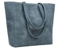 ANTONIO VALERIA Alexis Blue Hunter Leather Tote/Top Handle Shoulder Bag for Women von ANTONIO VALERIA