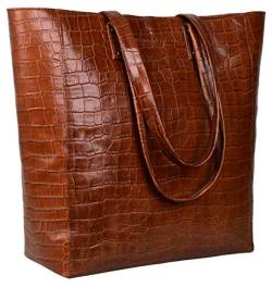 ANTONIO VALERIA Ava Schultertasche aus Leder mit Tragegriff für Damen, Braun Print Cognac, Medium… von ANTONIO VALERIA