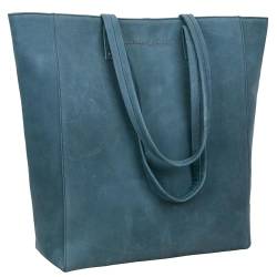 Antonio Valeria Ava Leder Tote/Top Handle Umhängetasche für Frauen, Crazy Horse Blau, Medium, Tragetasche von ANTONIO VALERIA