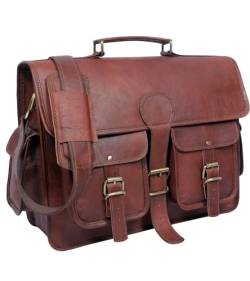 ANUENT Leder Messenger Bag Vintage Reisetasche Unisex Tasche Handgemacht Büro Umhängetasche Laptop Aktentasche Schulter College Tasche von ANUENT