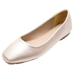 ANUFER Damen Ballerinas Quadratischer Zeh Mikrofaser-Leder Schlüpfen Kleid Pumps Schuhe Rosa Matt SN0707127 EU39.5 von ANUFER