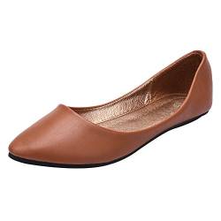 ANUFER Damen Ballerinas Spitze Zehe Mikrofaserleder Schlüpfen Kleid Pumpt Schuhe Braun SN020536 EU38.5 von ANUFER