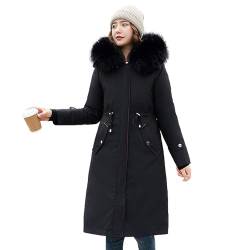 ANUFER Damen Extra Lang Verdickt Parka Jacke Abnehmbares Futter Alle Jahreszeiten Mäntel Schwarz SN071105 3XL von ANUFER