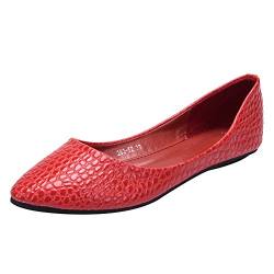 ANUFER Damen Flach Slipper Ballerinas Spitzer Zeh Kleid Pumps Schuhe SN020540 Rot EU38.5 von ANUFER