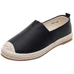 ANUFER Damen Komfort Flach Leinenschuhe Low-Top Schlüpfen Espadrilles Schwarz SN020530 EU38.5 von ANUFER