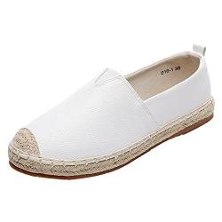 ANUFER Damen Komfort Flach Leinenschuhe Low-Top Schlüpfen Espadrilles Weiß SN020530 EU37 von ANUFER