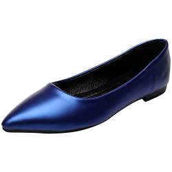 ANUFER Damen Spitze Ballerinas Geschlossene Zehe Schlüpfen Pumps Abendschuhe Königsblau SN070679 EU39.5 von ANUFER