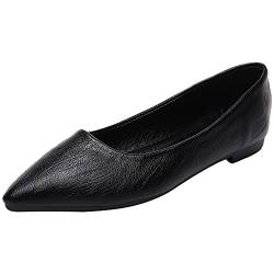 ANUFER Damen Spitze Ballerinas Geschlossene Zehe Schlüpfen Pumps Abendschuhe Schwarz SN070679 EU41 von ANUFER