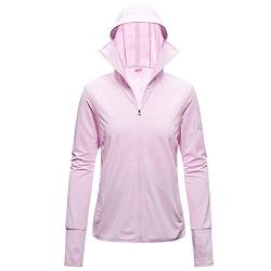 ANUFER Damen UPF50+ UV-Schutz Jacke Mit Kapuze Leicht Schnelltrocknend Draussen Aktivkleidung SD5A025 Rosa 40 von ANUFER