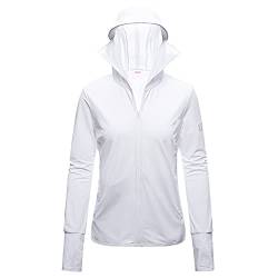 ANUFER Damen UPF50+ UV-Schutz Jacke Mit Kapuze Leicht Schnelltrocknend Draussen Aktivkleidung SD5A025 Weiß 32 von ANUFER