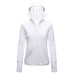 ANUFER Damen UPF50+ UV-Schutz Jacke Mit Kapuze Leicht Schnelltrocknend Draussen Aktivkleidung SD5A025 Weiß 34 von ANUFER