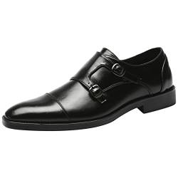 ANUFER Gentleman Schlau Zehenkappe Formell Doppelschnalle Mönch-Kleid-Schuhe Schwarz SN070533 EU39 von ANUFER