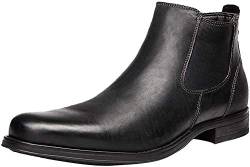 ANUFER Herren Echtes Leder Chelsea-Stiefel Stilvoll Jahrgang Seitlicher Reißverschluss Stiefeletten Formal Abendschuhe Schwarz SN01905 EU41 von ANUFER