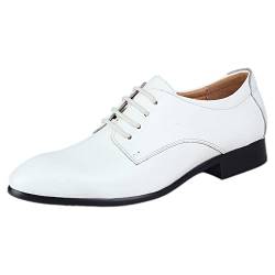 ANUFER Herren Echtes Leder Kleider Schuhe Formell Geschäft Derby Schnürsenkel Weiß SN01055 EU45.5 von ANUFER