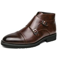 ANUFER Herren Elegant Doppelte Mönchsschnalle Stiefeletten Spitze Zehenpartie Geschäft Anzug-Schuhe Kaffee SD5A1110 EU43.5 von ANUFER