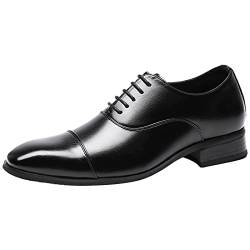 ANUFER Herren Formell Geschäft Abendschuhe Gutaussehend Oxfords Zehenkappe Mikrofaser-Leder Hochzeitsschuhe Schwarz SN070406 EU44 von ANUFER