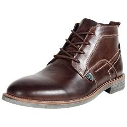 ANUFER Herren Jahrgang Echtleder Stiefeletten Schnüren Motorrad Chukka Stiefel Kaffee SN01801D EU40 von ANUFER