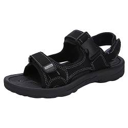 ANUFER Herren Jungen Mode Offene Zehenpartie Sport Sandalen Verstellbar Klettverschluss Sommerschuhe Schwarz SN01047 EU43 von ANUFER