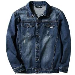 ANUFER Herren Lockere Passform Vintage Jeansjacke Klassisch Western-Trucker-Jeans-Mantel Blau SN070642 2XL von ANUFER