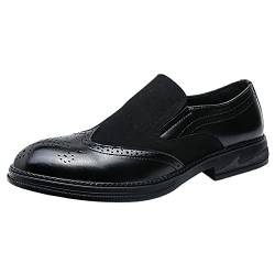 ANUFER Herren Stilvoll Slipper Brogue Formelle Kleiderschuhe Kunstleder Mode Hochzeitsloafer Schwarz SN0702128 EU43 von ANUFER