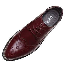 ANUFER Herren Stilvoll Spitzzehe Abendschuhe Schnüren Formal Geschäft Hochzeit Brogues Burgund P110 EU41 von ANUFER