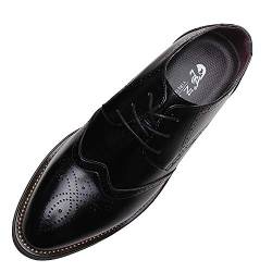 ANUFER Herren Stilvoll Spitzzehe Abendschuhe Schnüren Formal Geschäft Hochzeit Brogues Schwarz P110 EU38 von ANUFER