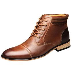 ANUFER Herren Vintage Schnüren Leder Stiefeletten Reißverschluss Formell Abendschuhe Braun SN01825 EU39.5 von ANUFER