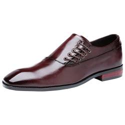 ANUFER Männer Hübsch Einzigartiges Design Mikrofaserleder Seitliche Schnürung Formale Schuhe Burgund SN071153 EU42 von ANUFER