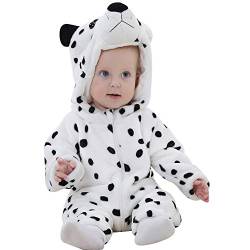 ANUFER Unisex Baby Mit Kapuze Strampler Flanell Niedlich Tier Overall Pyjama 0-36 Monate Dalmatiner SN07652 12-18 Monate von ANUFER